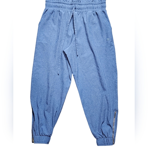 Albion Fit Classic Overall Jumpsuit Womens Small/petite Heathered Blue - Picture 4 of 10